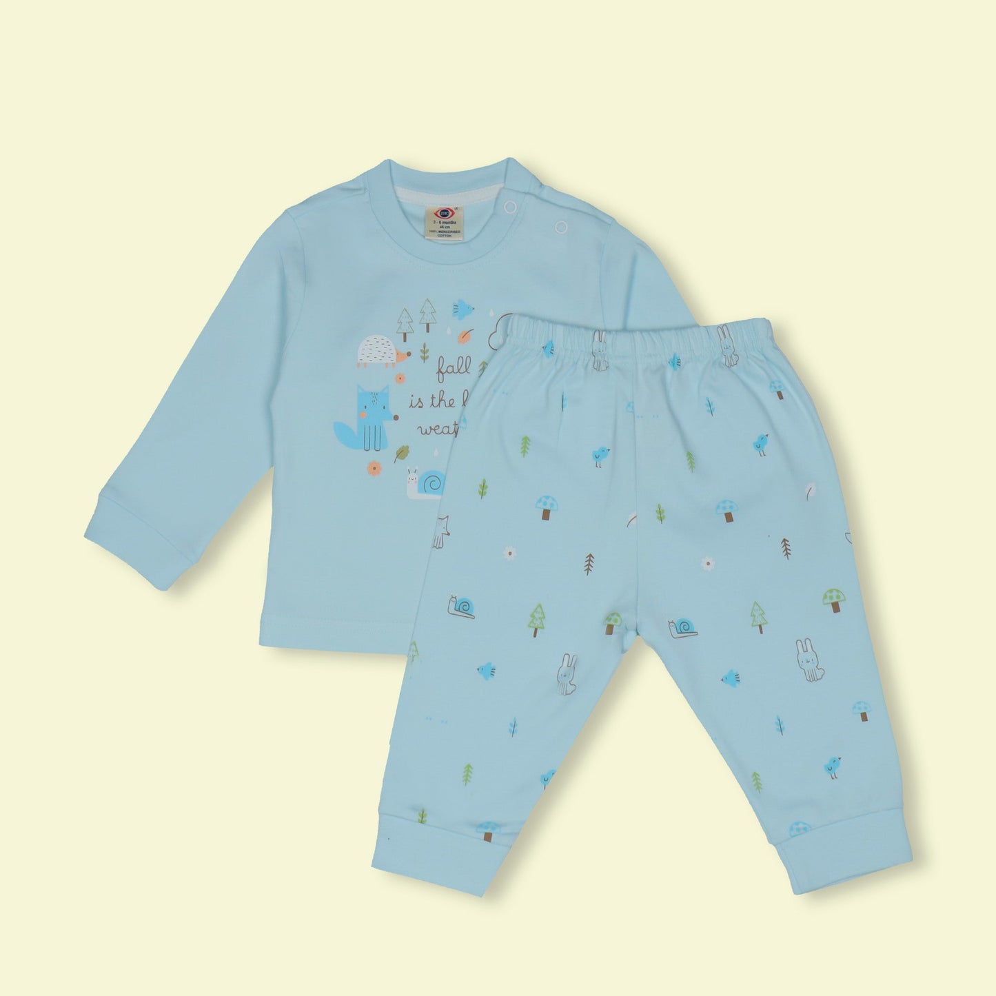Cozy Creatures PJs by Zero: Fall's Warmest Hug in Aqua Blue