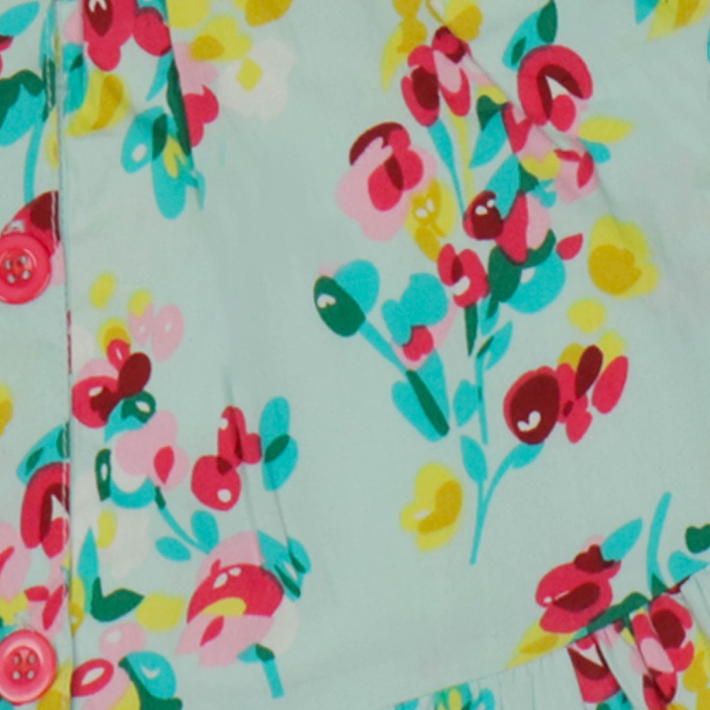Pretty in Aqua – Dew Drop Girls’ Flared Floral One-Piece, Featherlite Cotton Blend for Party & Festival Moments