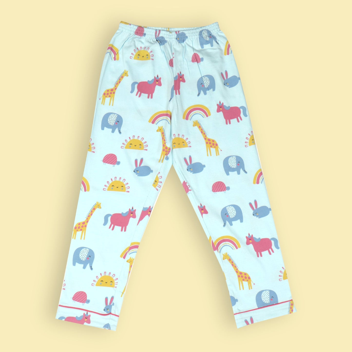CASA DE NEENEE Boys’ Aqua Blue Cotton Animal Print Nightwear Set