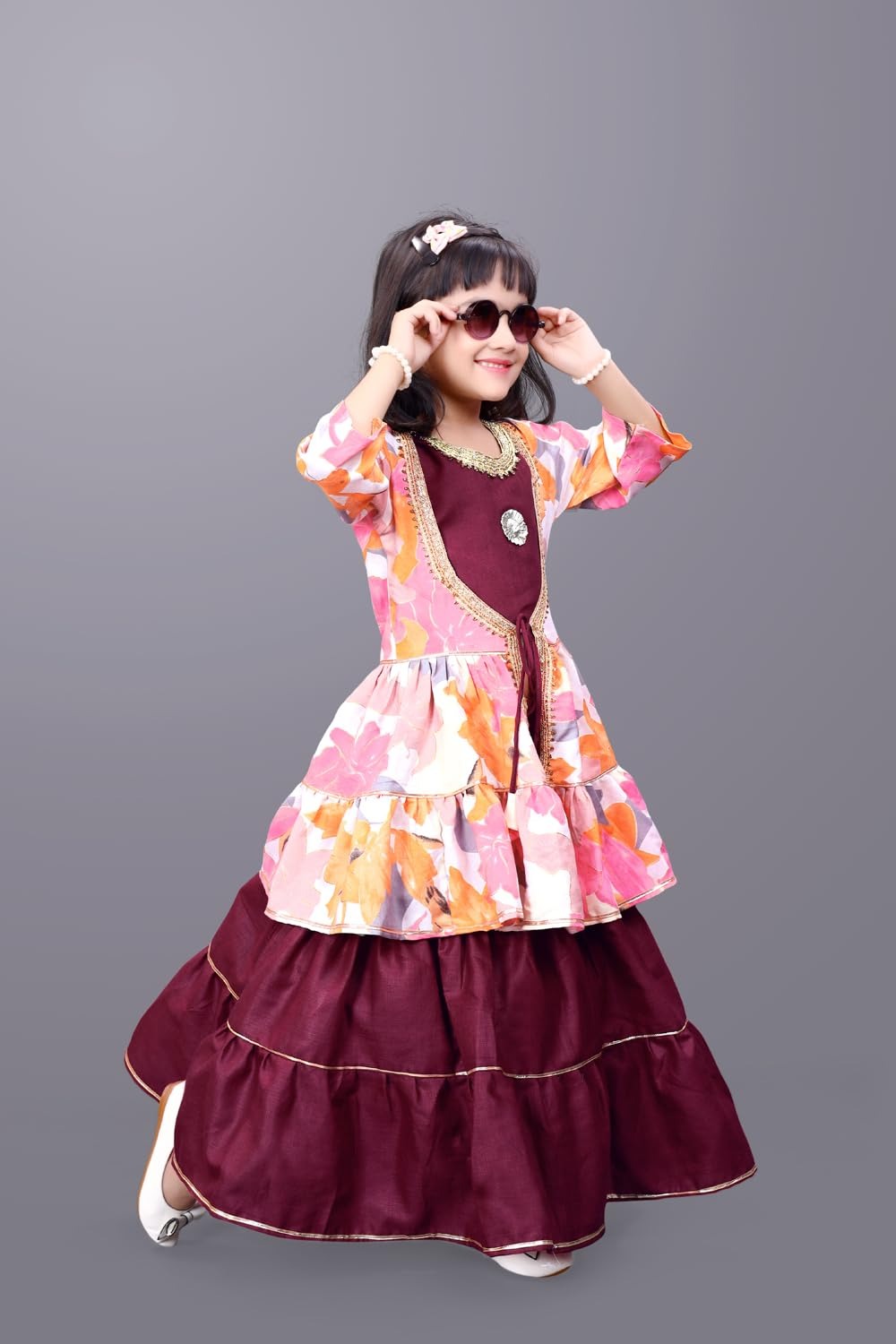Happy Hearts Fest: Maroon Lehenga, Pretty Koti, Endless Festival Smiles!