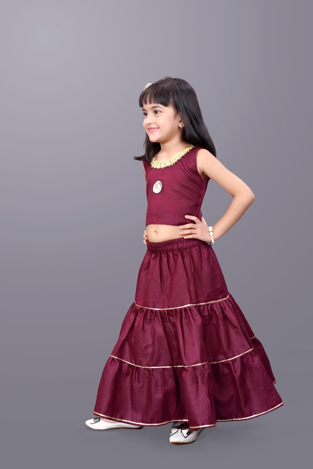 Happy Hearts Fest: Maroon Lehenga, Pretty Koti, Endless Festival Smiles!