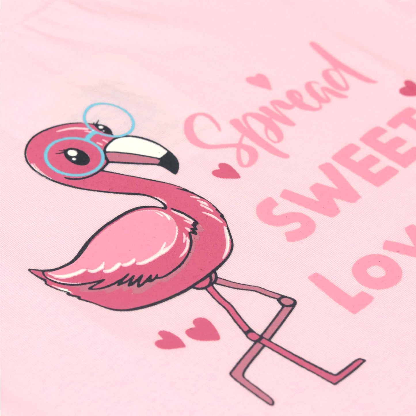 Ollypop Pink Sinker Knit Half Sleeves Top with Spread Sweet Love Print