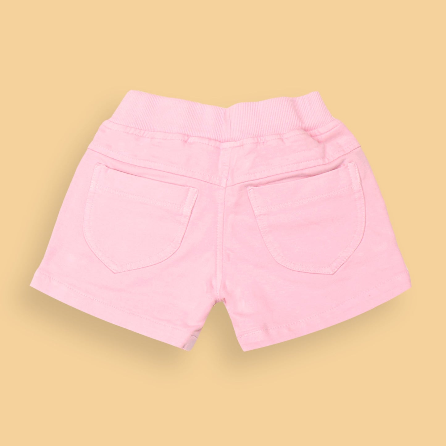 Mikkie House Girls Light Pink Cotton Solid Shorts with Pockets