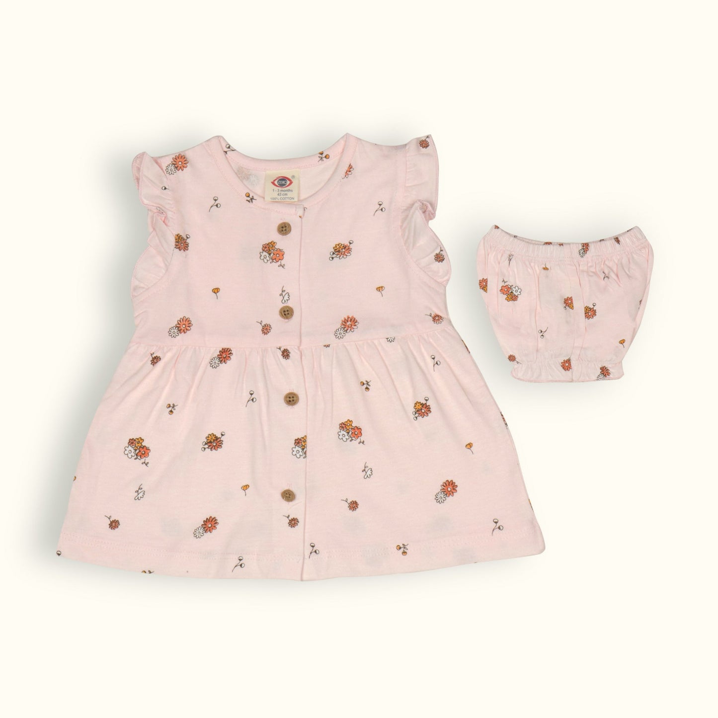 Zero Girls' Sweet Summer Bloom Frock Set Light Pink Floral Cotton Magic!
