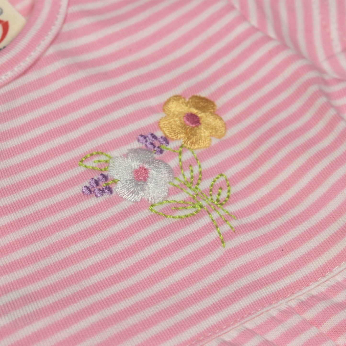 Zero Essentials Girls’ Light Pink Striped Frock – Half Sleeves, Knee Length, Easy Snap Buttons