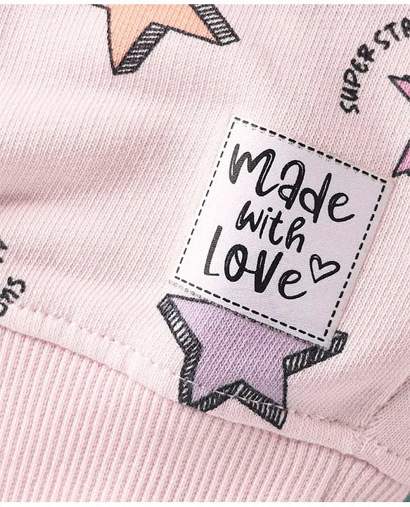 Little Star Snuggle Set – Soft Pink Cotton Sweatshirt & Joggers for Cozy Cuddles!