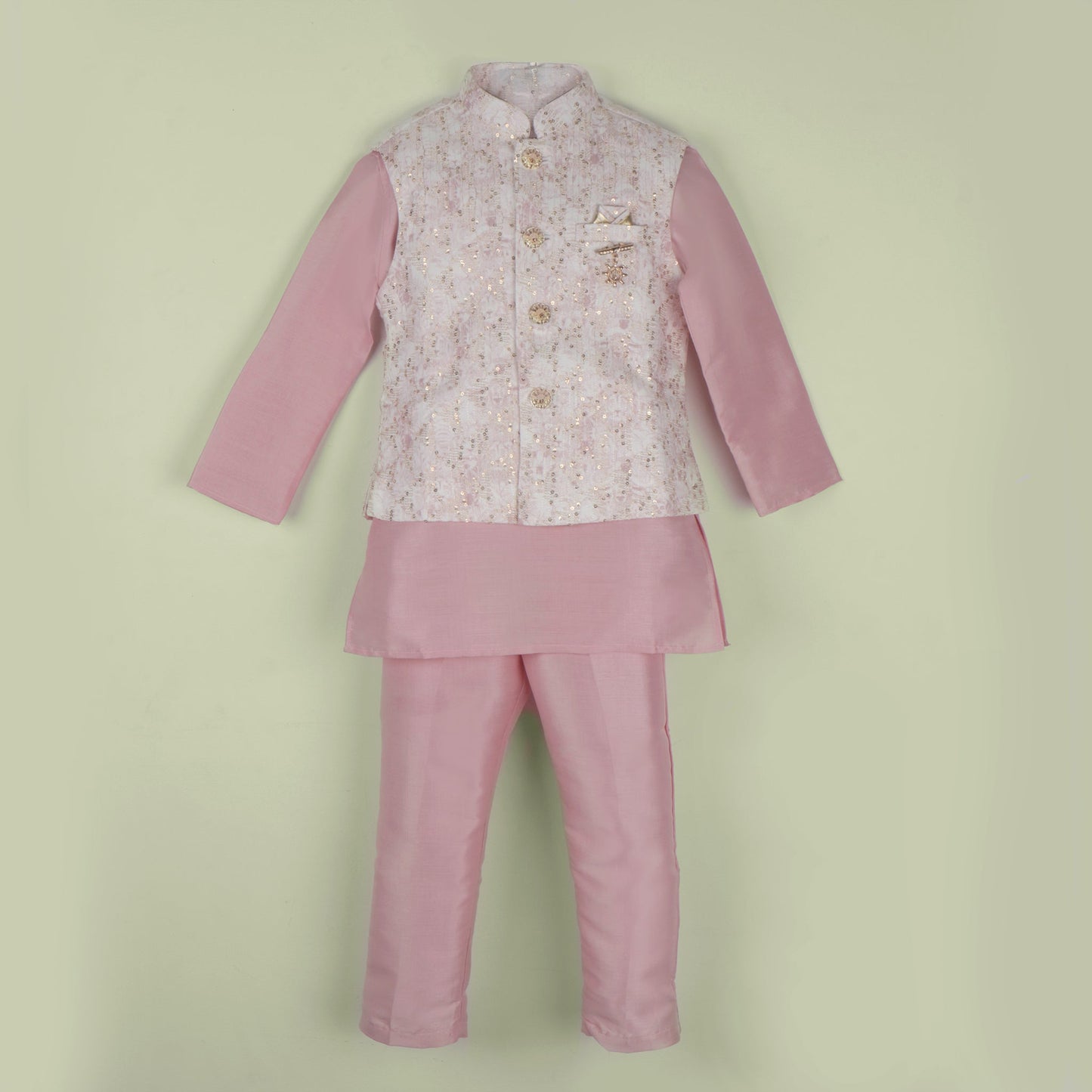 Sparkle in Style – Sequined Ethnic 3-Piece Set for Boys