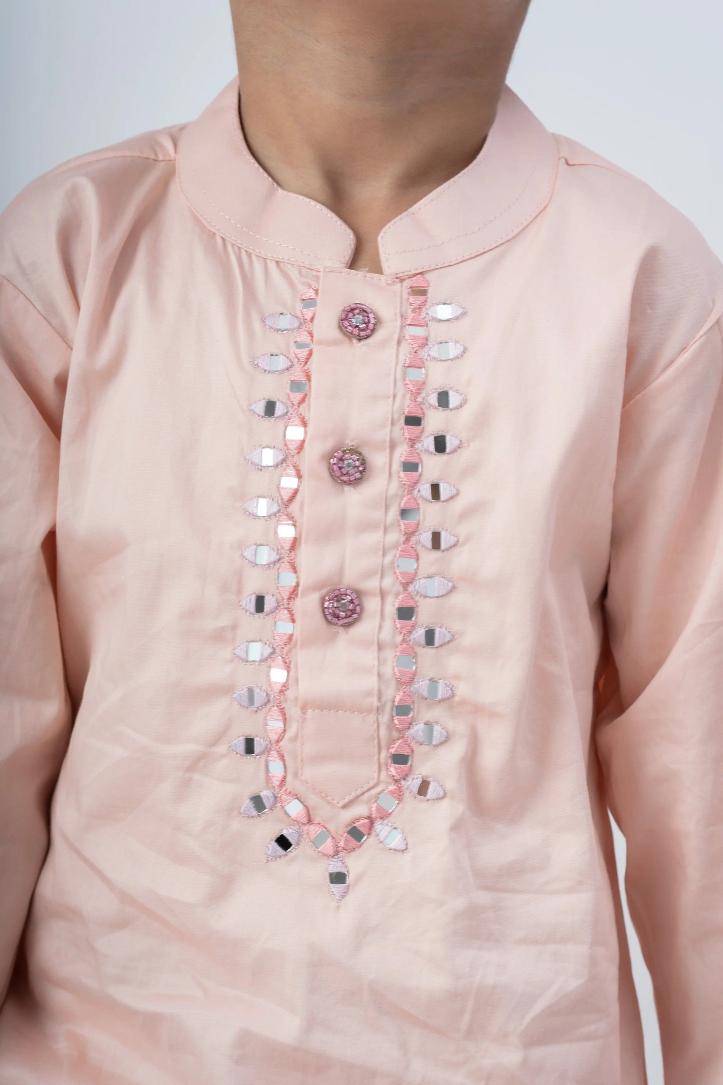 Party Ready Light Pink Sequined Kurta Dhoti Set – Peekaboo Boys’ Festive Look