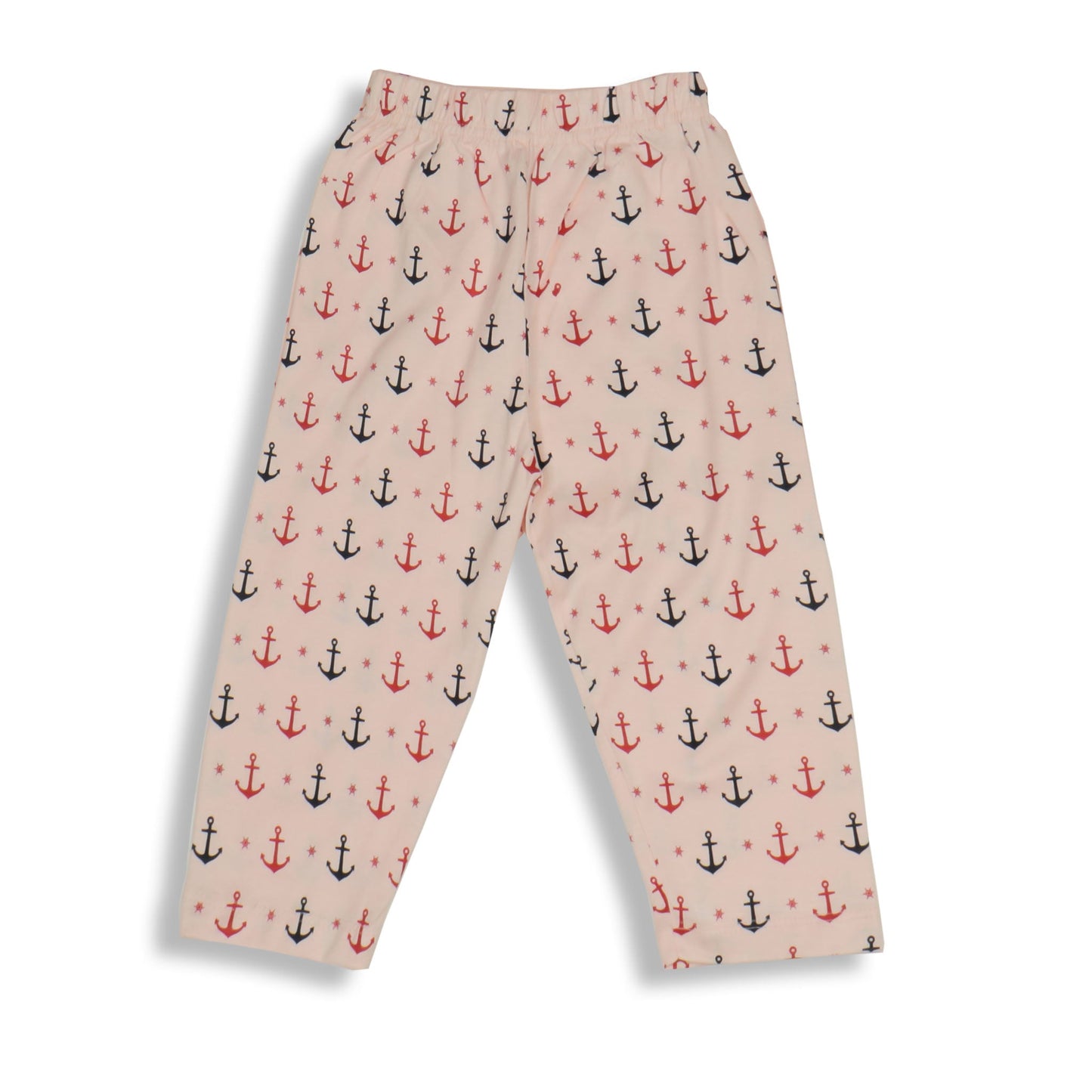 Cute Ollypop Baby Pink Sinker Knit Night Suit in Nautical Theme – Full Sleeves, Front Open, Anchors Print