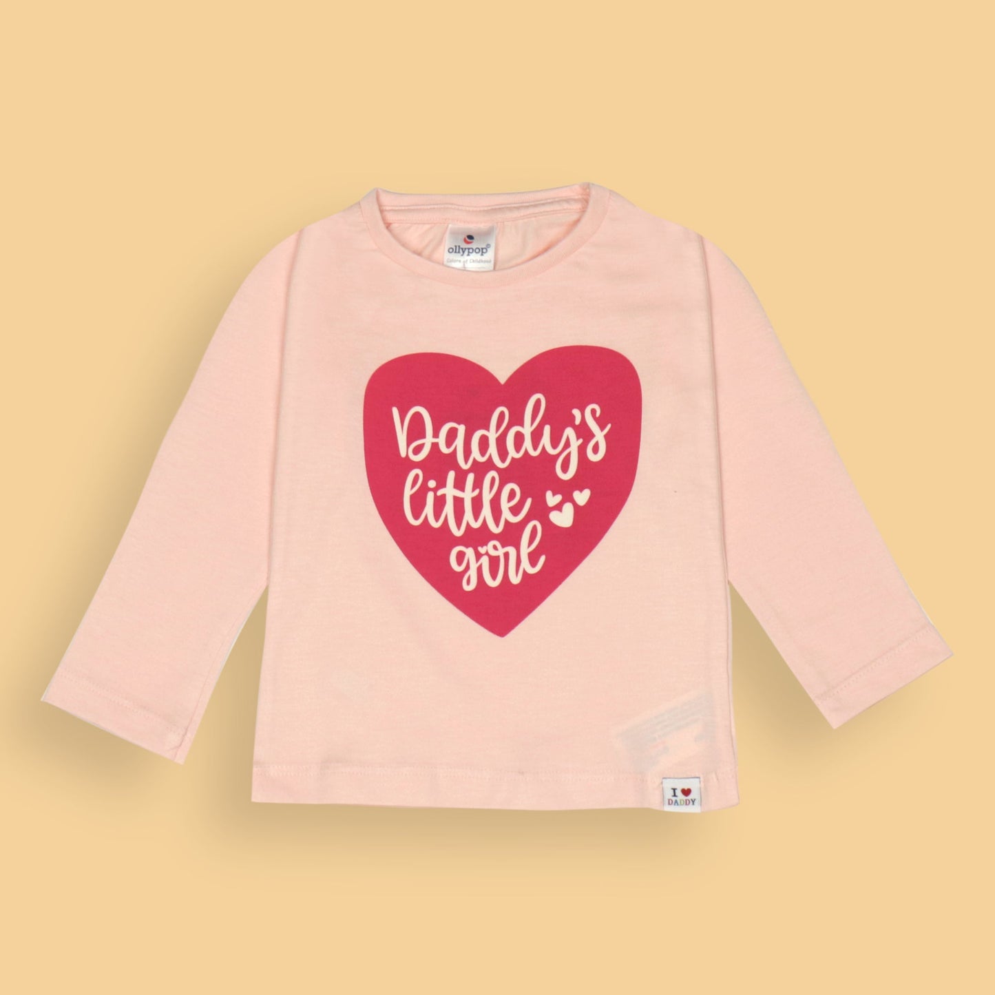 Ollypop Girl Baby Pink 'Daddy's Little Girl' Placement Print Cotton Full Sleeve T-Shirt