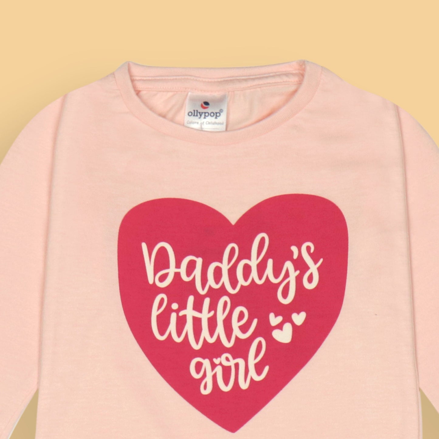 Ollypop Girl Baby Pink 'Daddy's Little Girl' Placement Print Cotton Full Sleeve T-Shirt