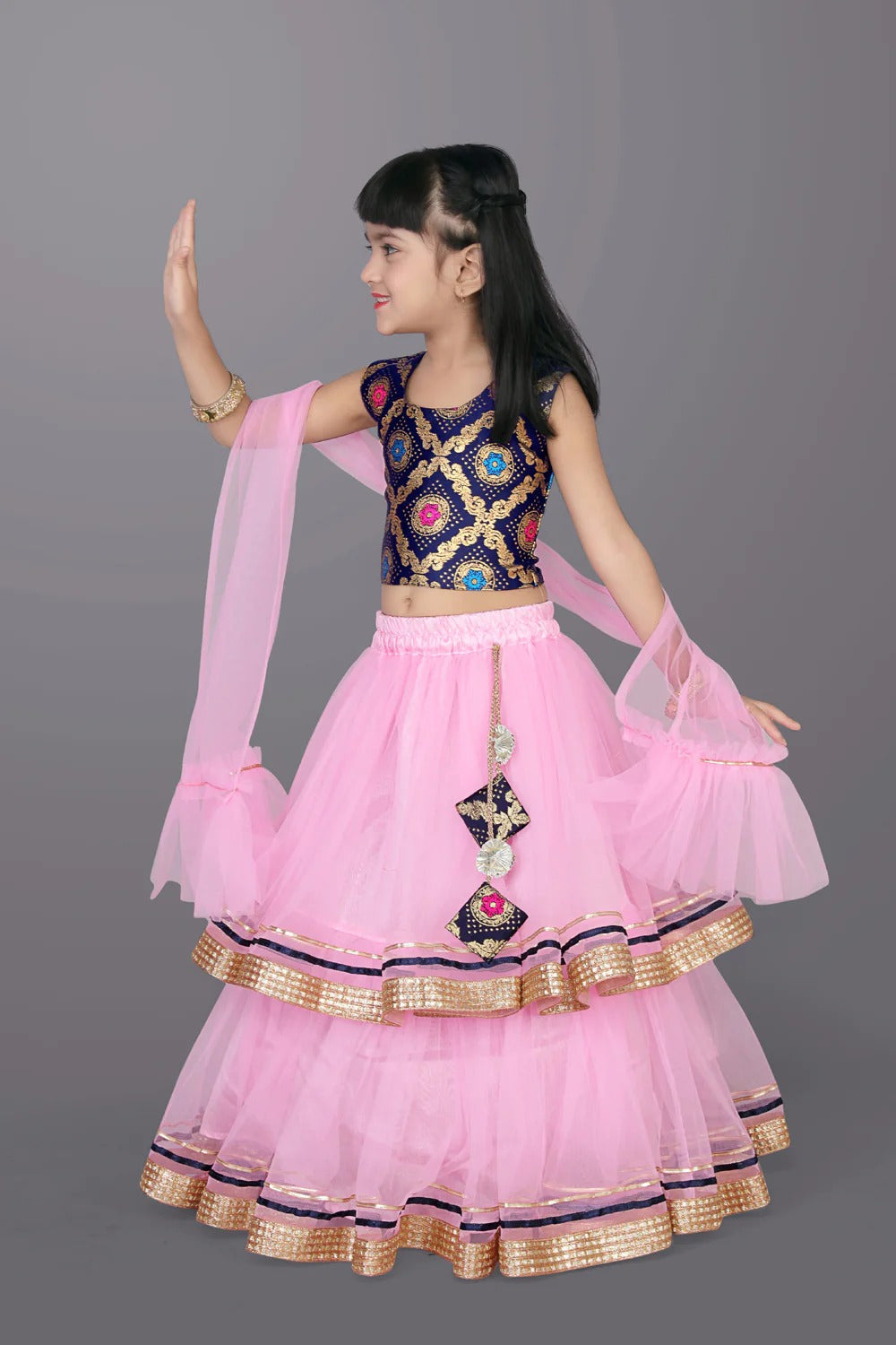 Festival Fun in Pink & Blue – Satyam Fab Little Diva’s Dream Lehenga Set