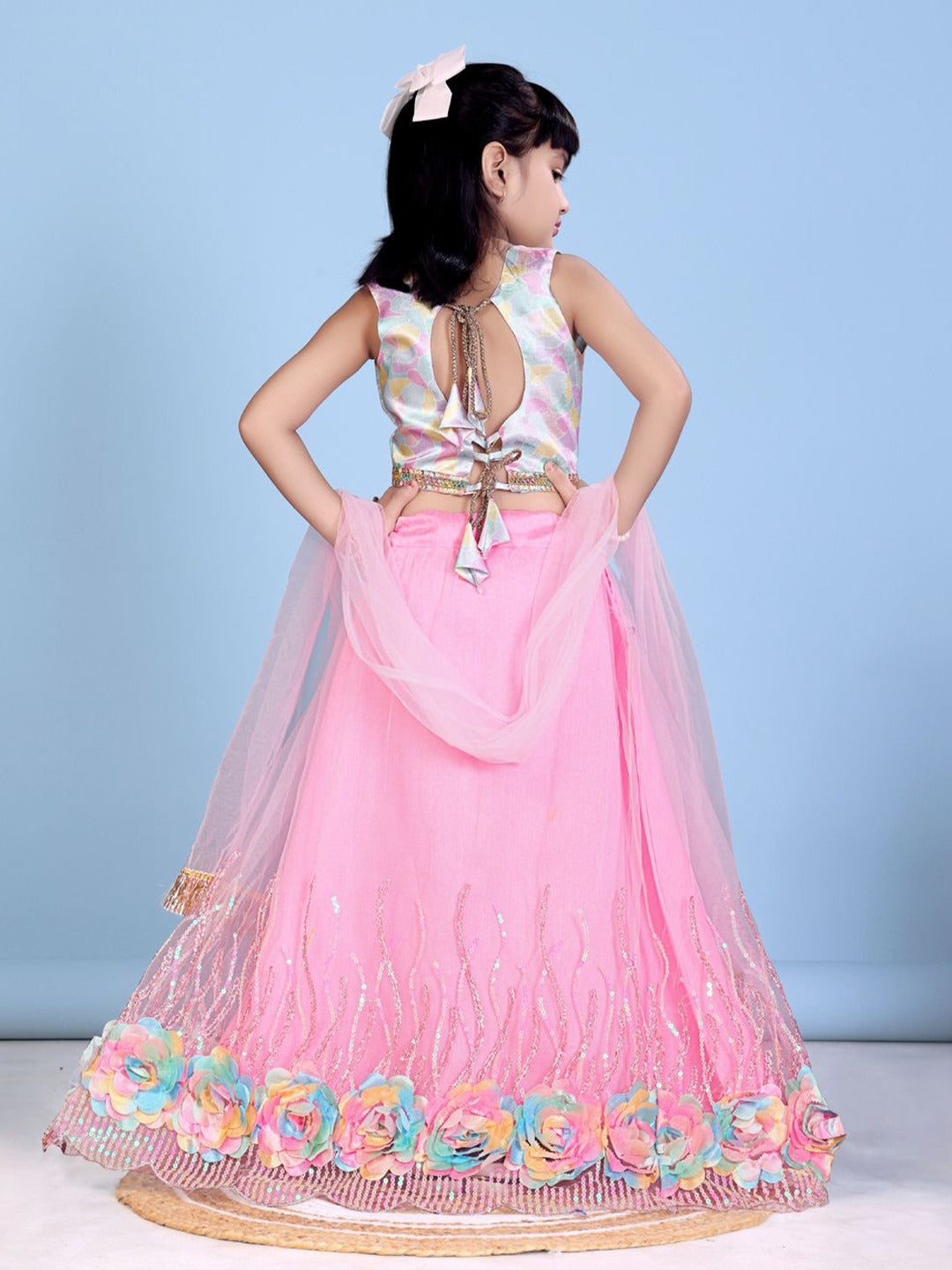 Pink Perfection: Satyam Fab Baby Pink Lehenga Choli with Charming Lace Detail