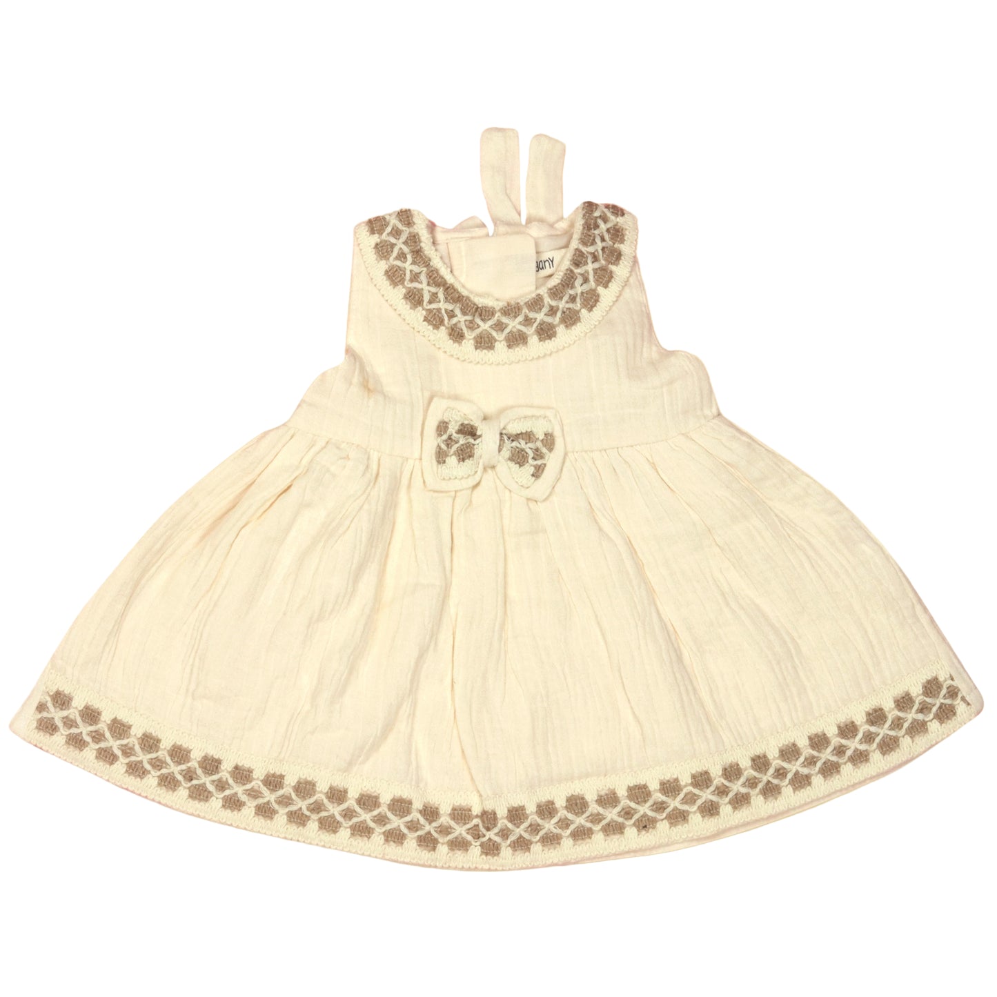 Orrigany Feather-Lite Cream Applique Frock -- Party Ready & Summer Breezy!