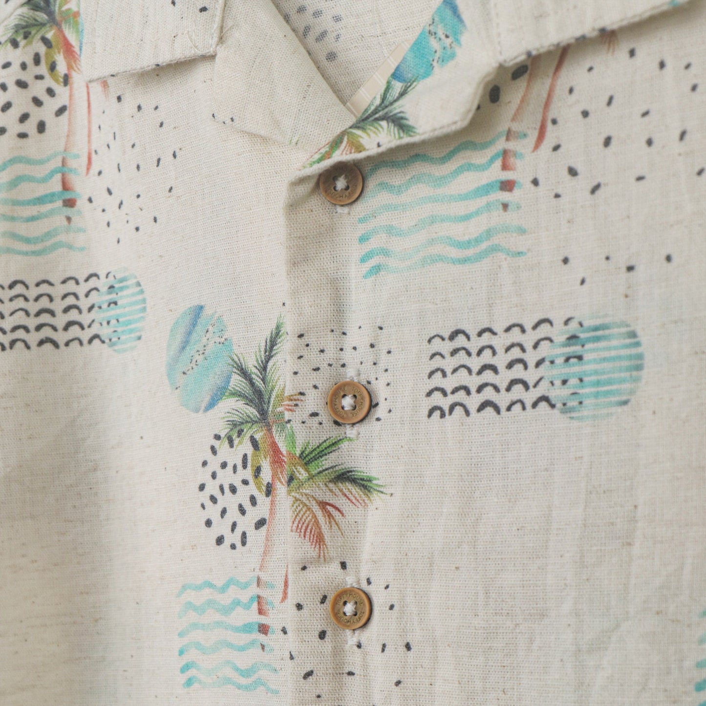 Toffyhouse Boys’ Summer Cotton Shirt & Shorts Set – Cream, Sea Print, Knee-Length Shorts
