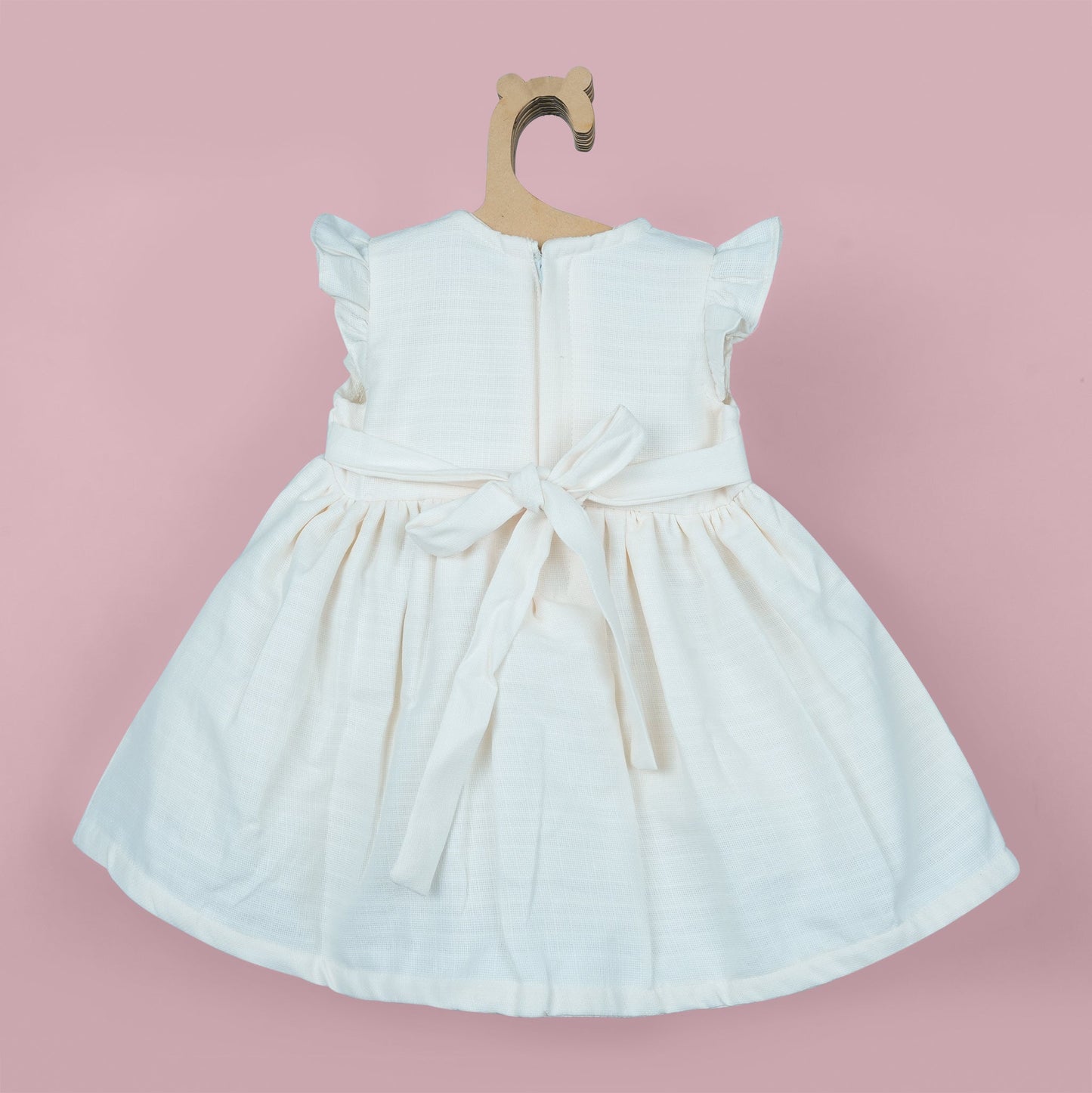 Orrigany Cream Cotton Frock – Playful Summer Party Dress for Girls, Cute Ghibli Farm Print