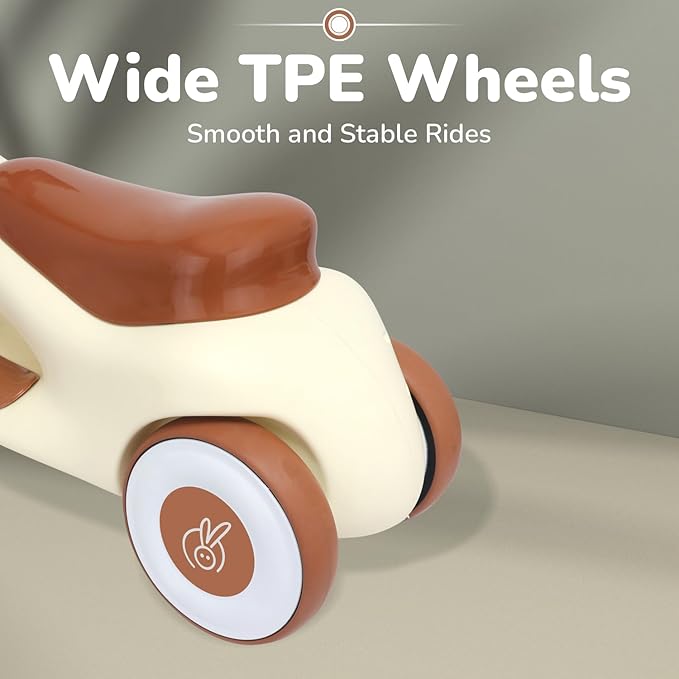 R for Rabbit Speedster Zoomy Push Ride-On for Baby Wide TPE Wheels with Ergonomic & Comfortable Seat Non Slip Footrest for 1 to 4 Years Kids 20 Kgs Weight Capacity (Cream Brown)