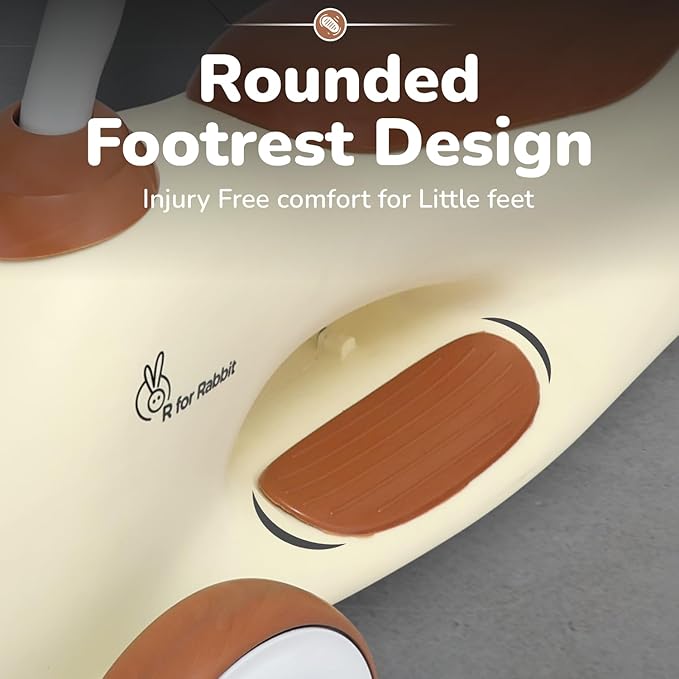 R for Rabbit Speedster Zoomy Push Ride-On for Baby Wide TPE Wheels with Ergonomic & Comfortable Seat Non Slip Footrest for 1 to 4 Years Kids 20 Kgs Weight Capacity (Cream Brown)