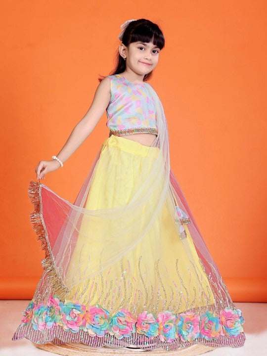 Color Splash Celebration: Satyam Fab Multicolor Choli & Lemon Lehenga for Festival Fun