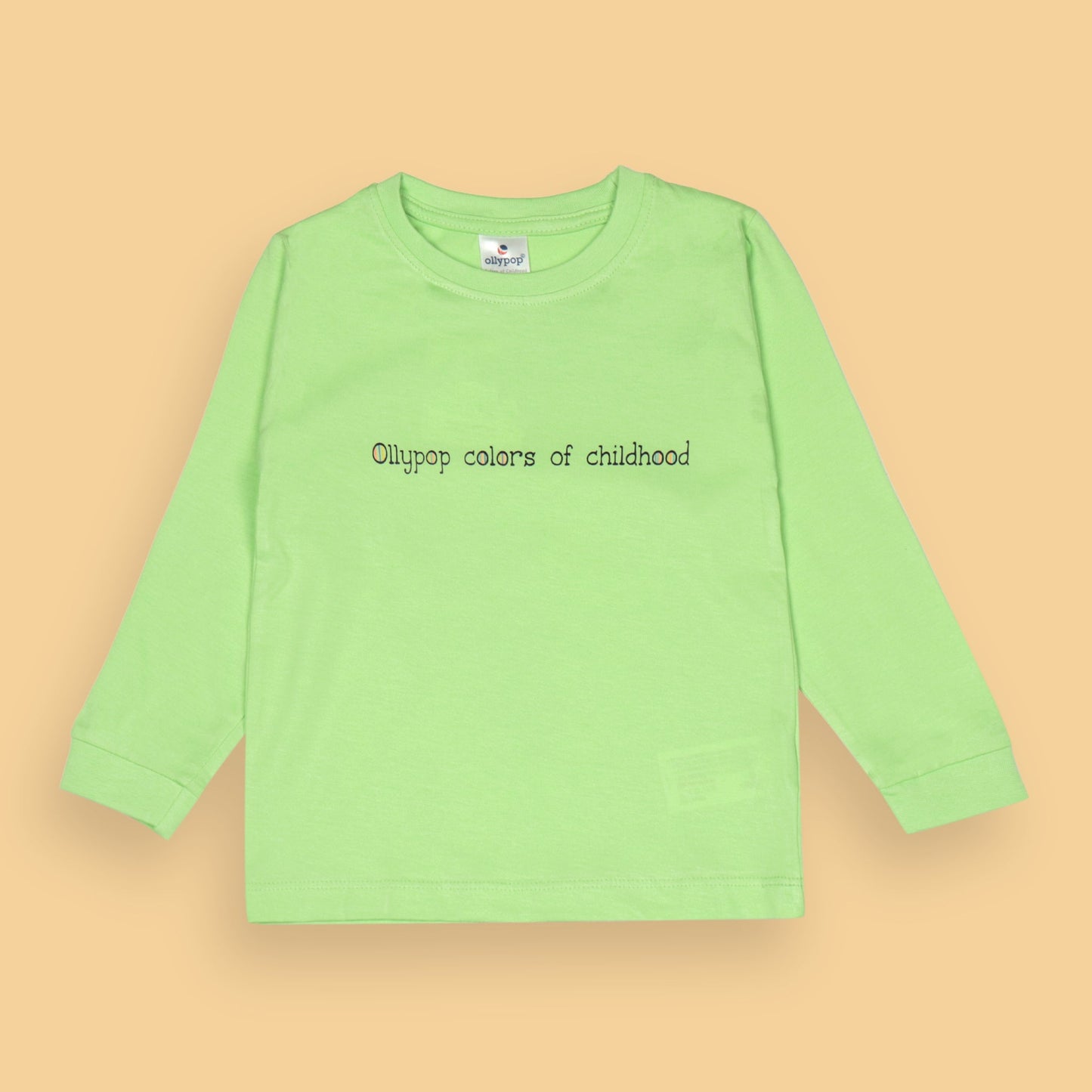 Ollypop Essentials T-Shirt – Breezy Breathable Sinker, Full Sleeves, Placement Print for Happy Kids (Limegreen)