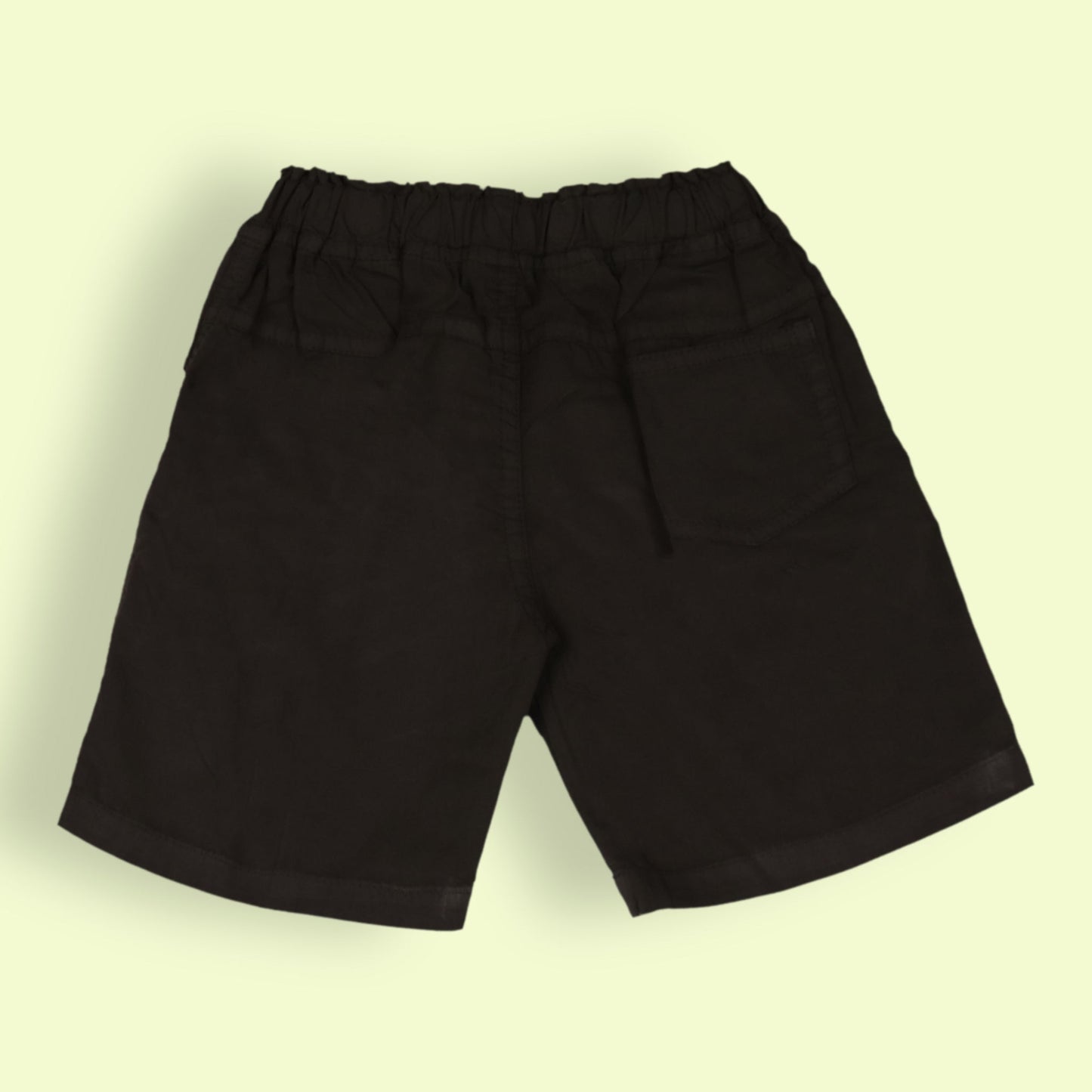 Oliokids Boys’ Essential Olive Green Shorts – Ribbed Cotton, Knee Length, 3 Pockets, Comfy Elastic Waist