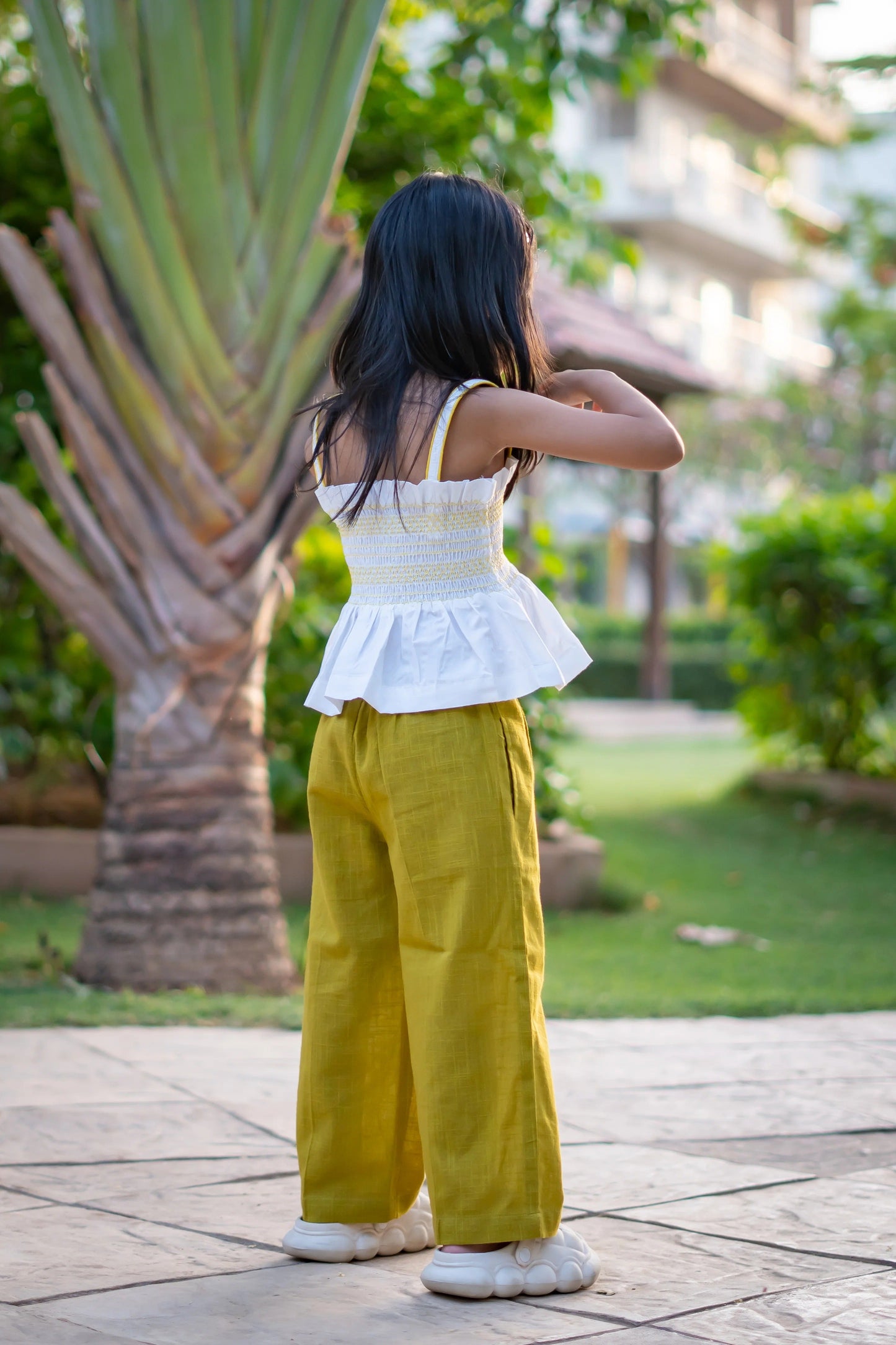 Peekaaboo Street Chic – Embroidered Olive Co-ord Set