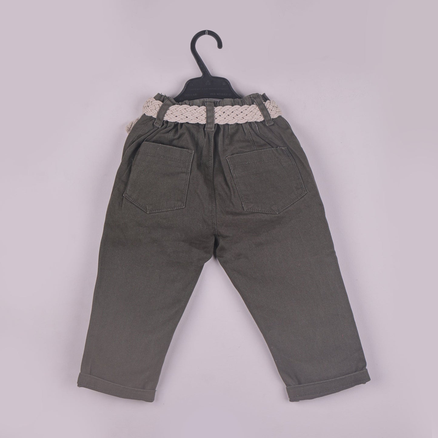 Versatile Boys’ Olive Green Cotton Pants – Belt Included