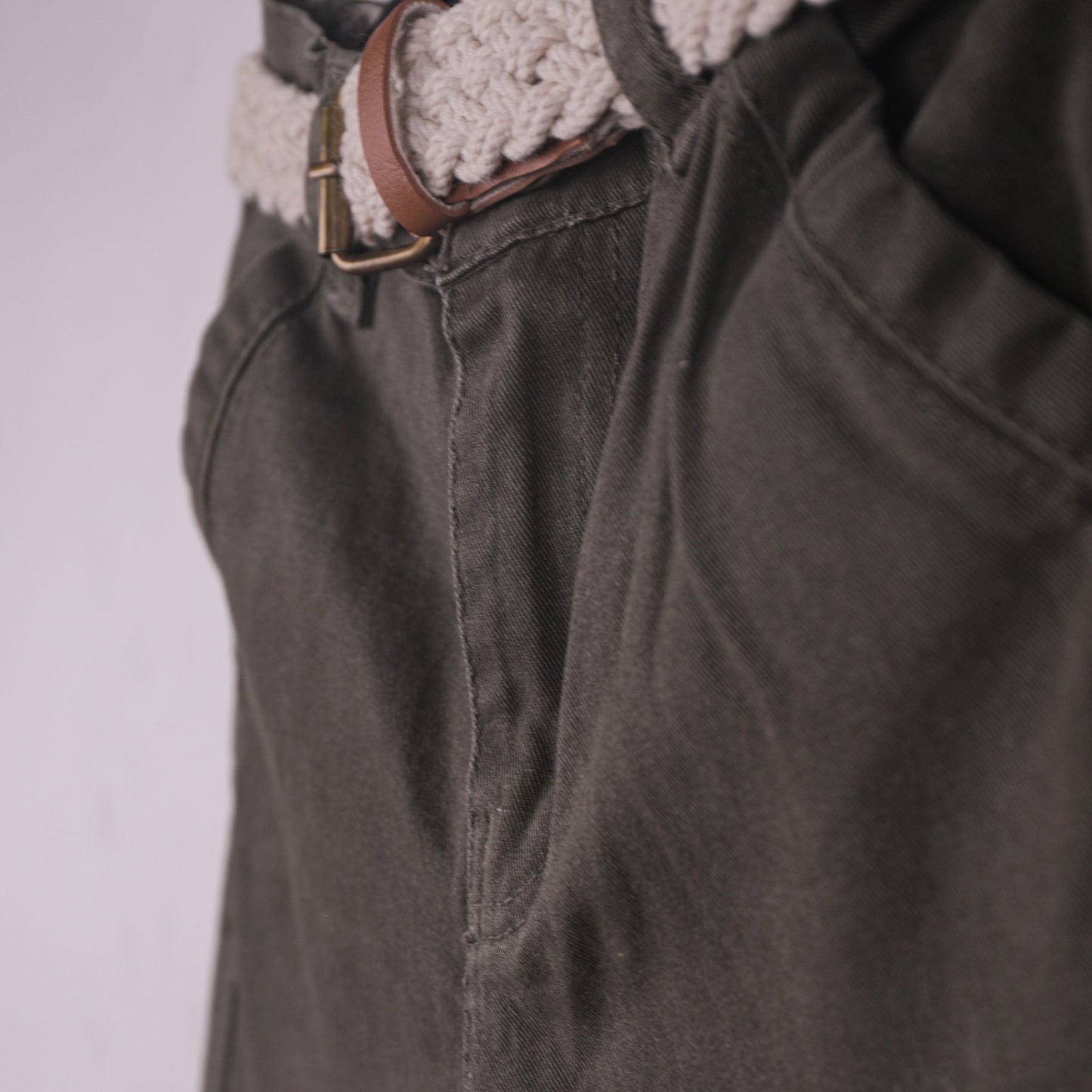 Versatile Boys’ Olive Green Cotton Pants – Belt Included