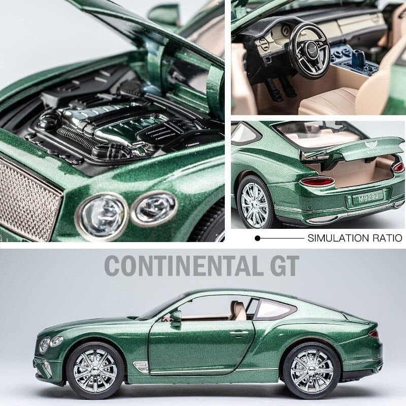 XLG 1:24 Diecast Metal Model Cars Light Pullback Scale Model Cars (Bentley Continental GT | M929J-1)