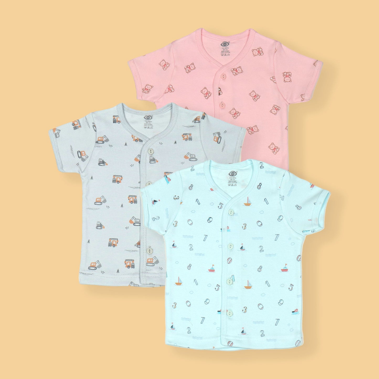 Roar into Cozy Colors: Zero's Soft Lion Jhabla Vest in Pink, Sky Blue & Teal Blue!
