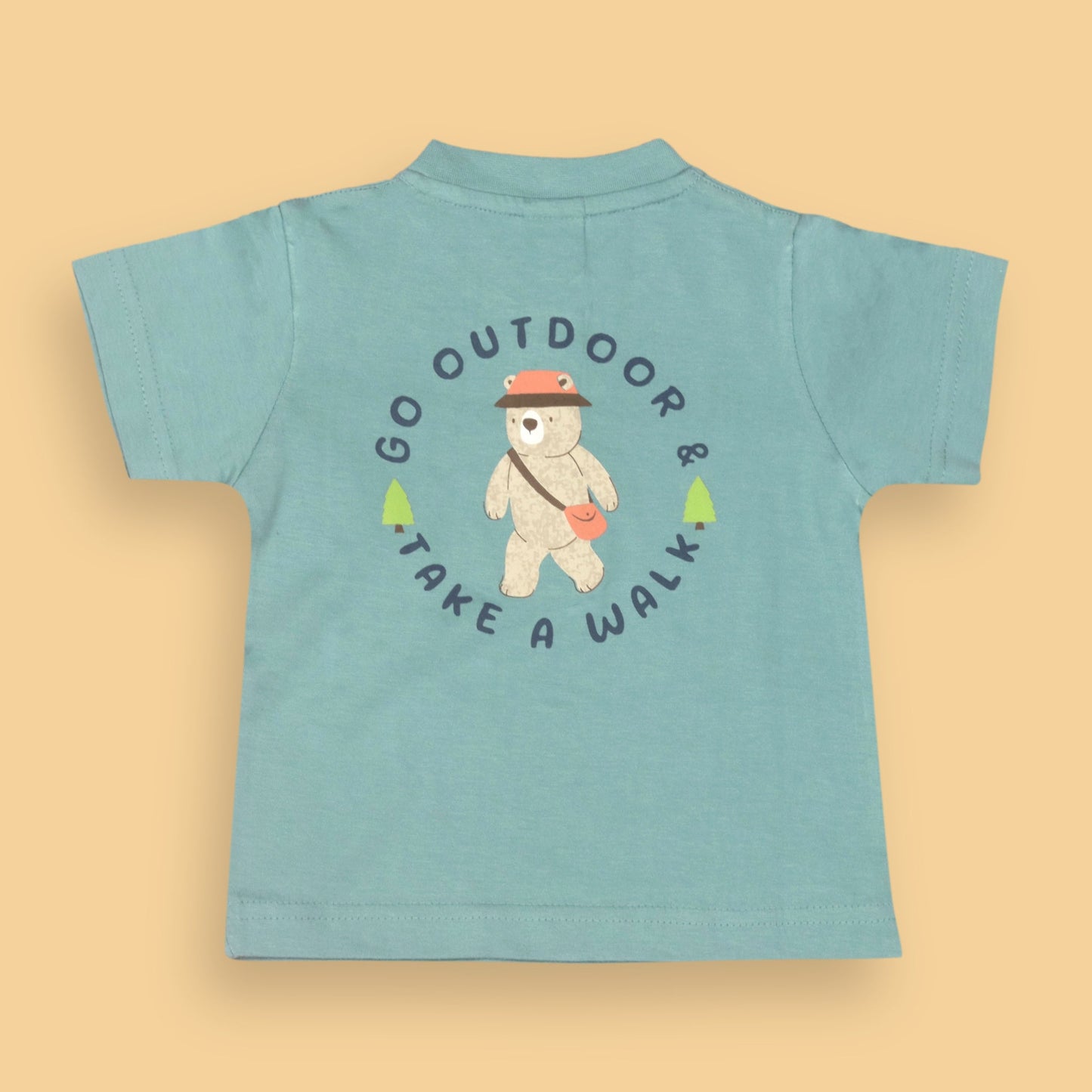 Zero Boys’ Summer Essentials Set – Turquoise Half Sleeve T-Shirt with Teddy Bear Cartoon & Front Button, Elastic Waist Shorts