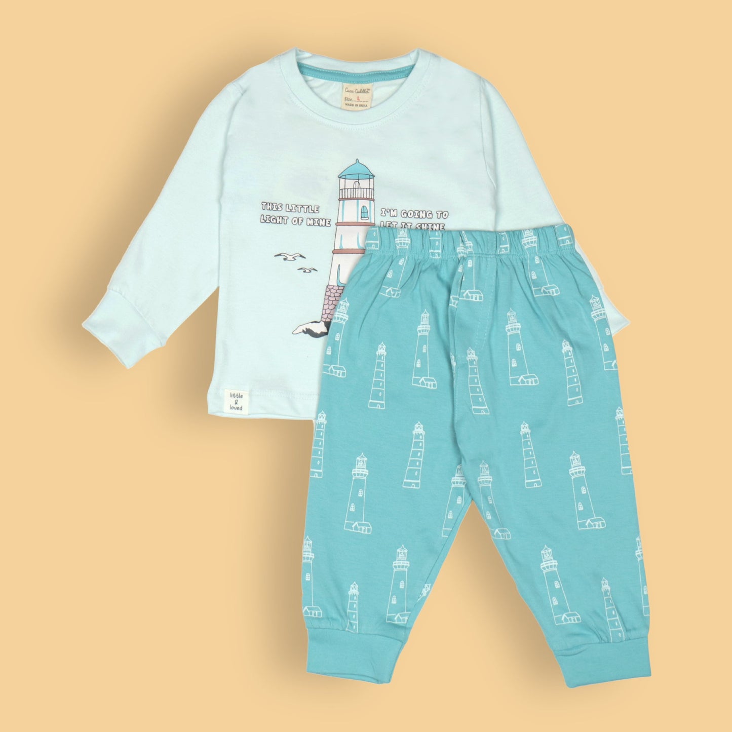 Cucumber Boys’ Turquoise Tee & Joggers Set – This Little Light of Mine, Shine Bright, Soft Cotton