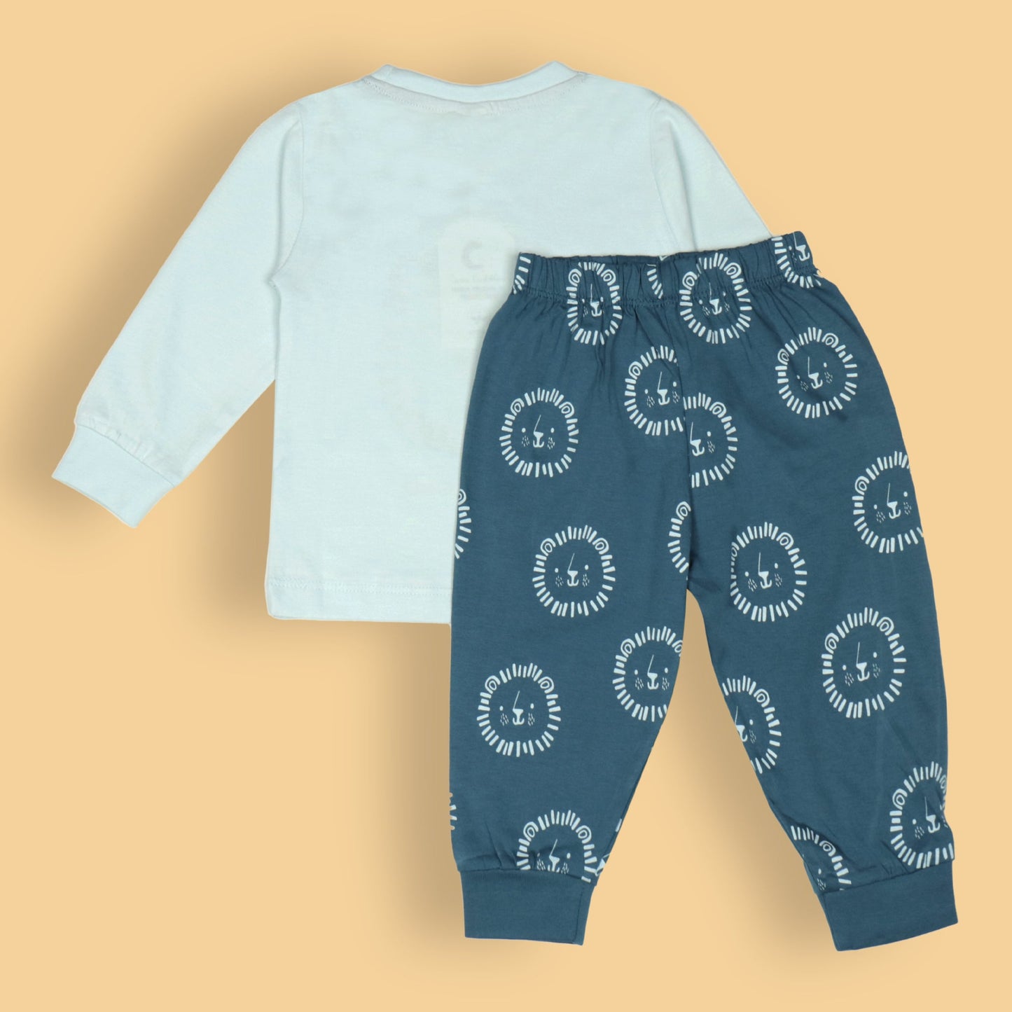 Happy Friends Set by Cucumber – Turquoise Full Sleeve Tee & Teal Blue Jogger Pants, Soft Cotton Comfort