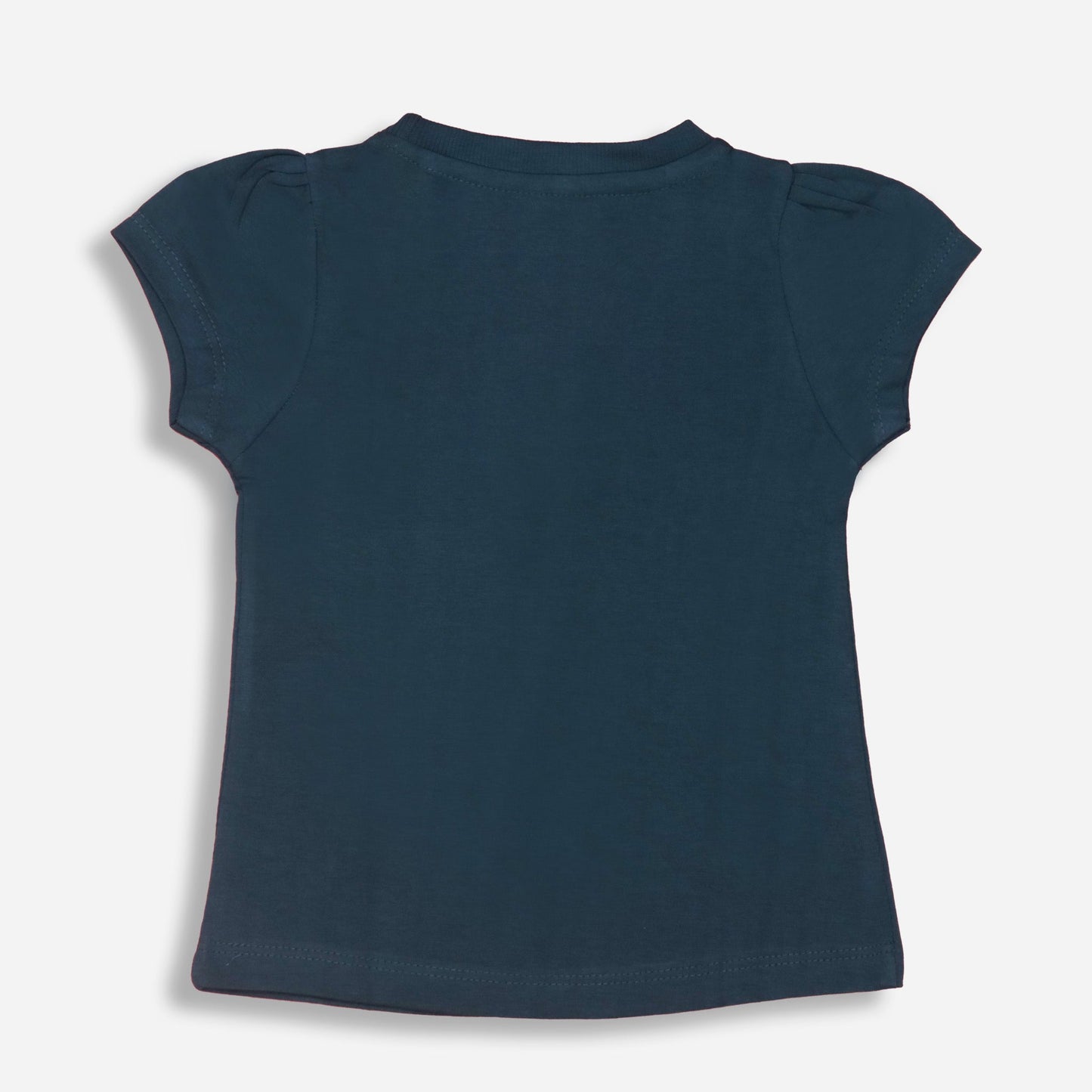 Girls’ Playful Quotation Print T-Shirt – Pink Rabbit Teal Blue Essentials Tee