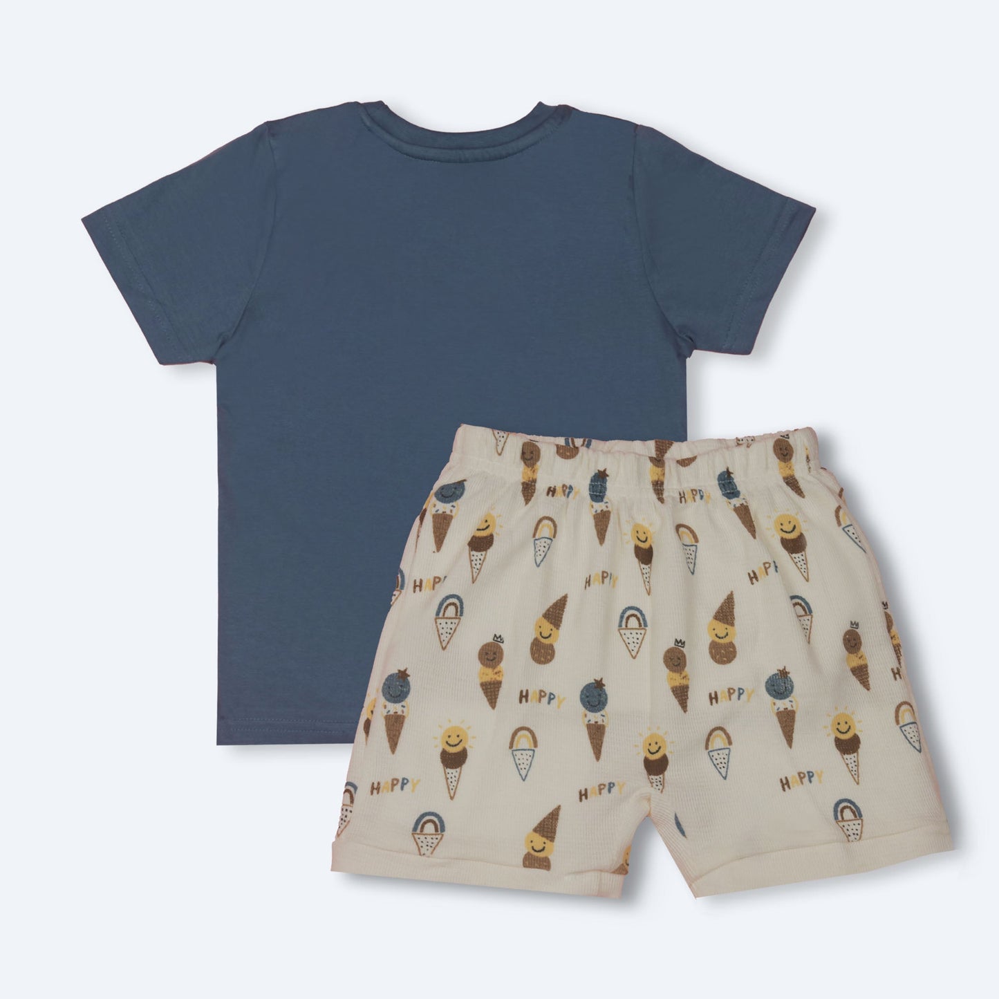 Mumbl Jumbl Soft Cotton Girls’ T-shirt & Short Set – Half Sleeve Top (Teal Blue)