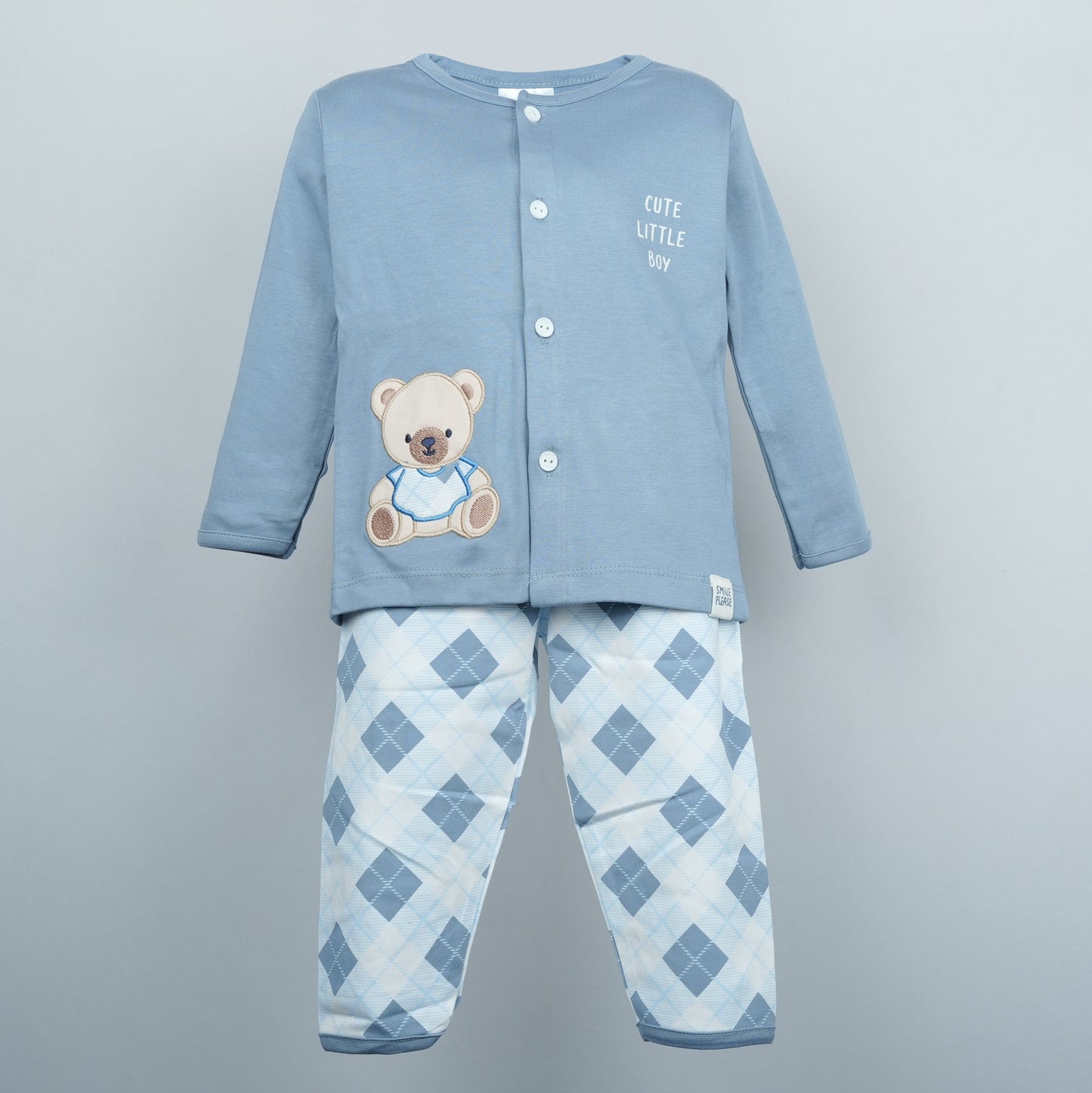 Charcoal Grey Boys’ Nightwear Set | Ollypop Elastic Waist Pants & Printed Full Sleeve Top