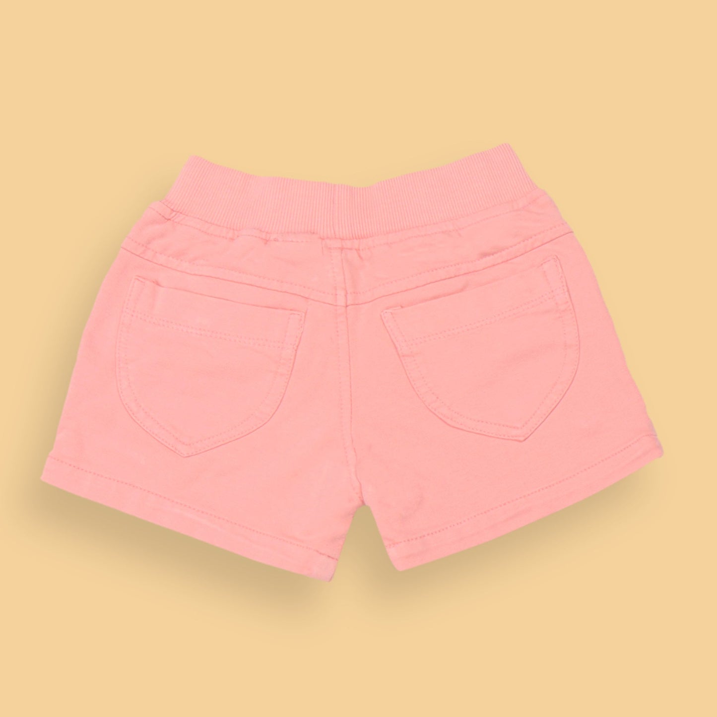 Mikkie House Girls Dark Peach Cotton Solid Shorts with Pockets