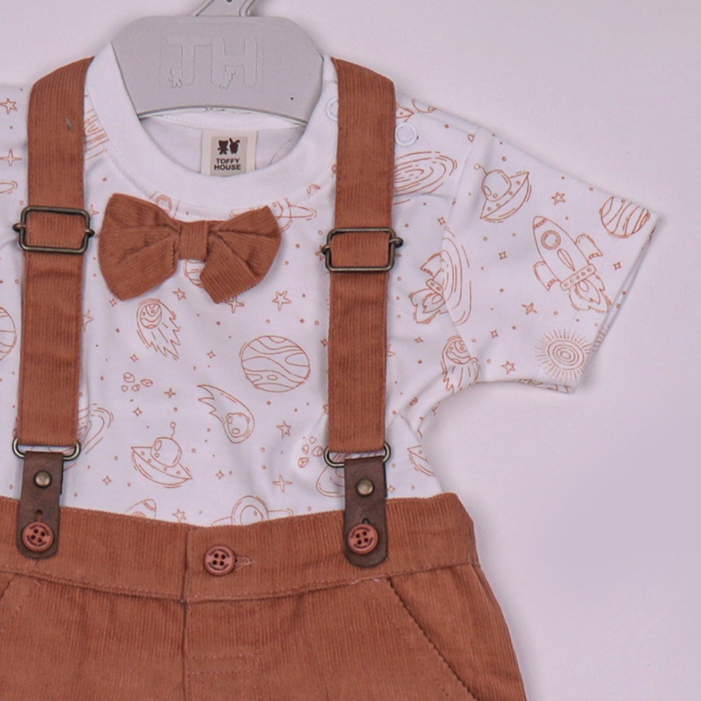 Toffyhouse Cotton Dungaree Romper Set T-Shirt with Mid-Thigh Bodysuit