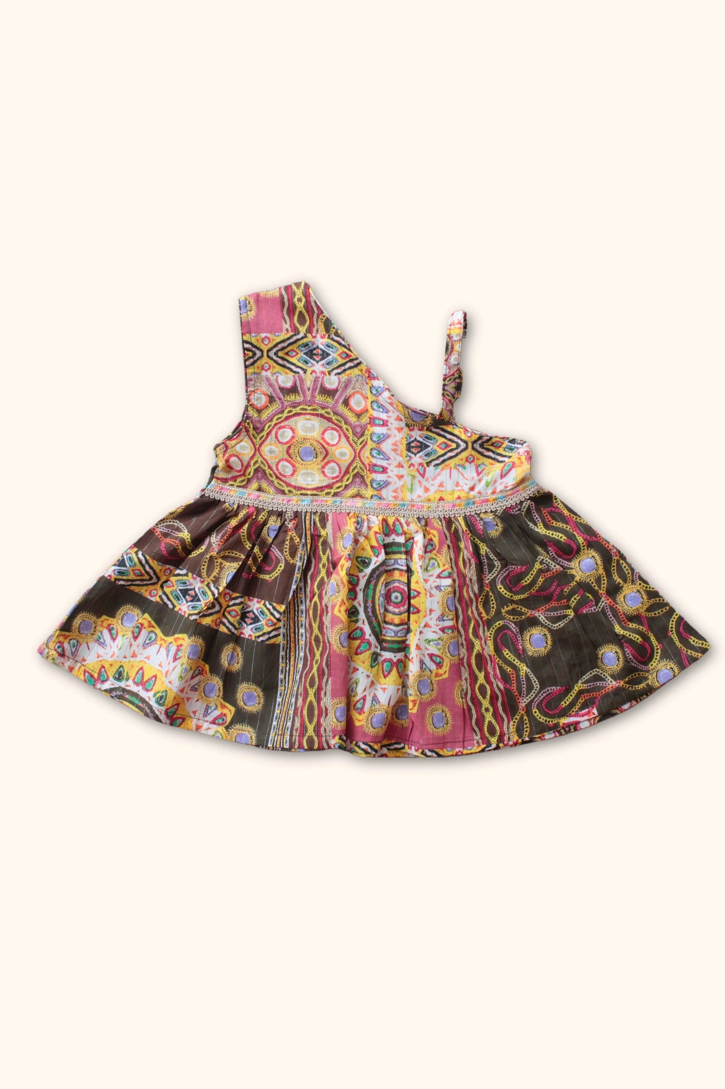 One-Shoulder Charm – Peekaboo Girls’ Ethnic Co-ord