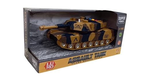 LUMO Super Power Assault Tank Toy with Sound Light & Music Camouflage Army Tank for Kids 3 Years Battery Operated Military Toy Vehicle