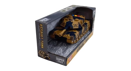 LUMO Super Power Assault Tank Toy with Sound Light & Music Camouflage Army Tank for Kids 3 Years Battery Operated Military Toy Vehicle