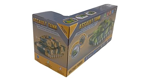 LUMO Super Power Assault Tank Toy with Sound Light & Music Camouflage Army Tank for Kids 3 Years Battery Operated Military Toy Vehicle