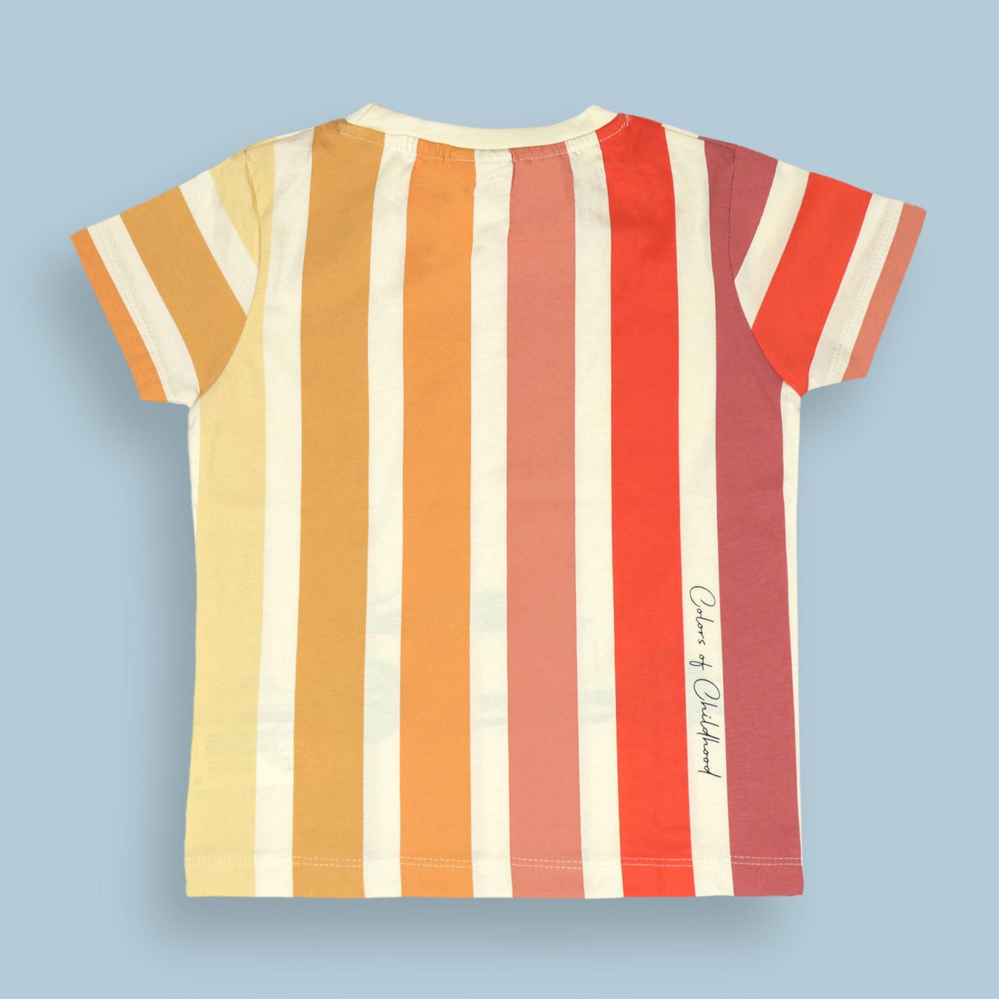 Ollypop Boys’ Striped Sinker Fabric T-Shirt – Dark Orange, Half Sleeves, Car Print, Smart Outdoor & Sports Wear