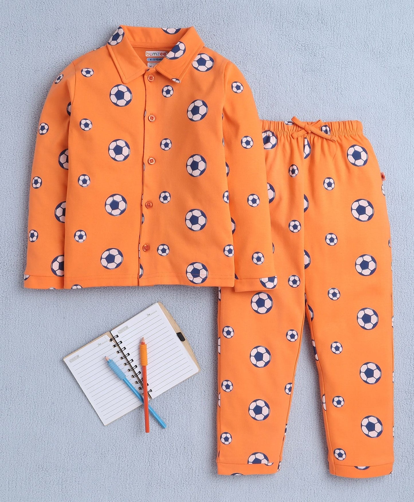 Stay warm all night with Bumzee’s dark orange cotton set—perfect for smart outdoor nights!