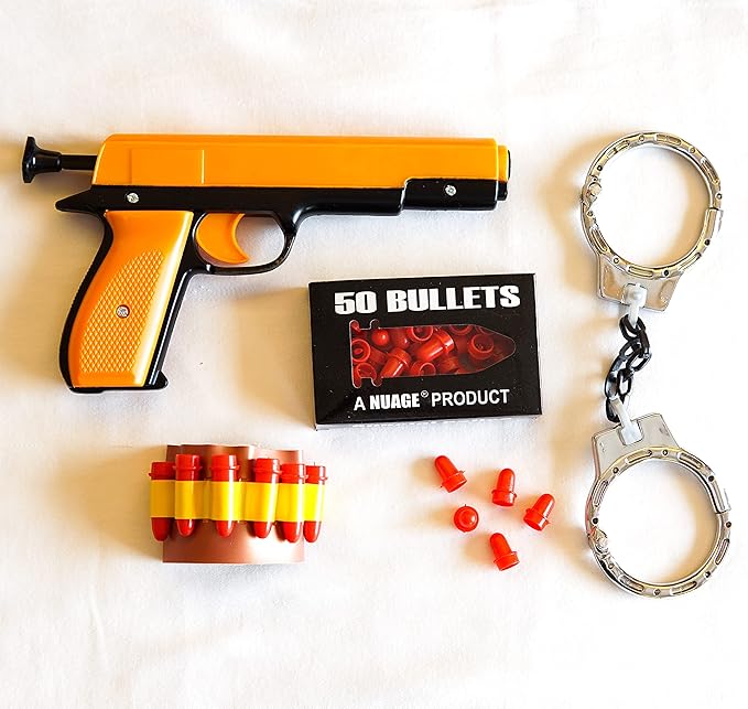 Special Police Play Set Gun – 56 Bullets, Holder & Handcuffs – Made in India – Age 4+