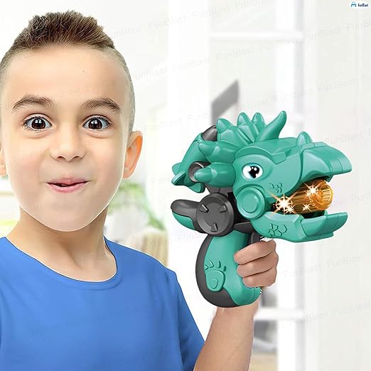 Dinosaur Projection Toy Gun for Kids Flashing Light and Sound Musical Pistol Gun for Girls & Boys Musical Toy Guns Birthday Return Gifts for Kids (Green)