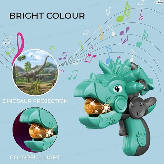 Dinosaur Projection Toy Gun for Kids Flashing Light and Sound Musical Pistol Gun for Girls & Boys Musical Toy Guns Birthday Return Gifts for Kids (Green)