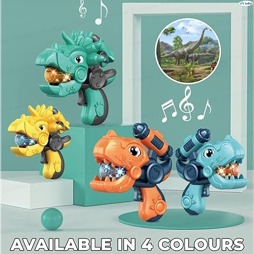 Dinosaur Projection Toy Gun for Kids Flashing Light and Sound Musical Pistol Gun for Girls & Boys Musical Toy Guns Birthday Return Gifts for Kids (Green)