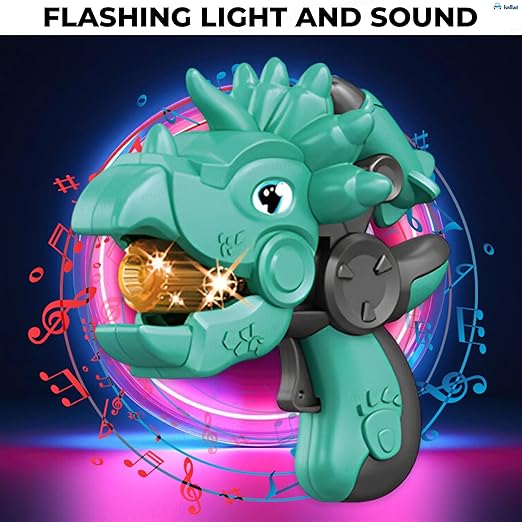 Dinosaur Projection Toy Gun for Kids Flashing Light and Sound Musical Pistol Gun for Girls & Boys Musical Toy Guns Birthday Return Gifts for Kids (Green)