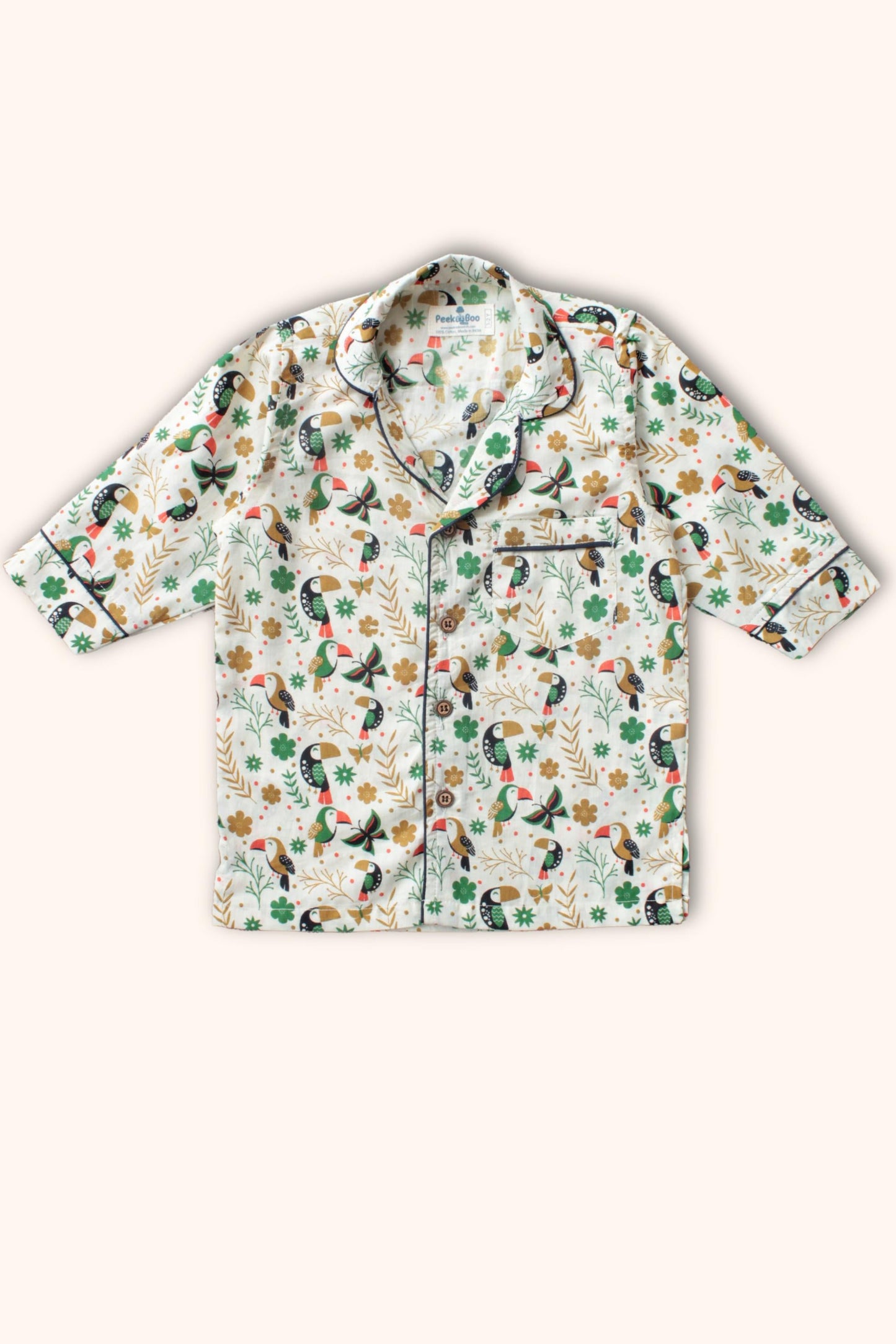 Charming Birdie Printed Pure Soft Cotton Night Suit – Cozy Sleepwear Set